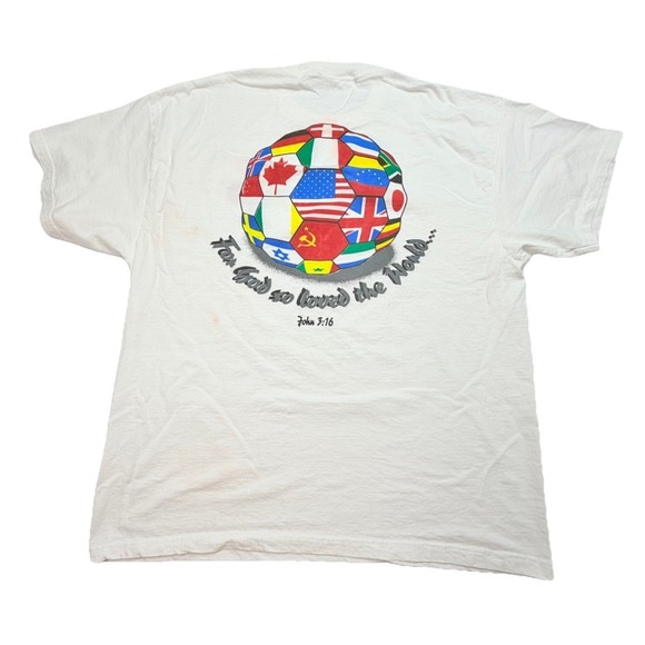 Delta Other - Vintage Delta‎ Pro Weight John 3:16 World Soccer Flags T-Shirt XL USA Made